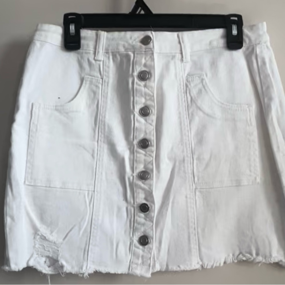 Peach Love Distressed Denim Skirt